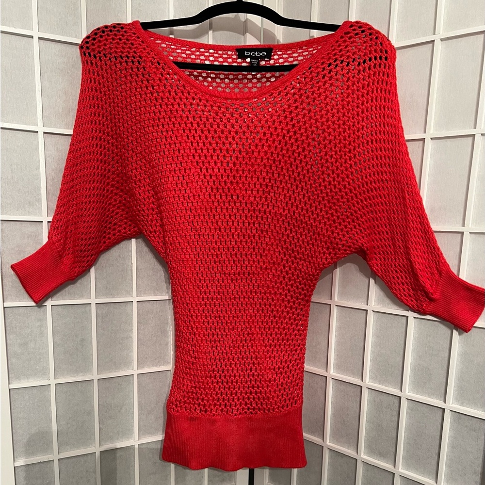 BEBE Knit Mesh Sweater Top